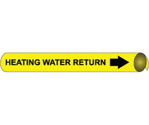 PIPEMARKER STRAP-ON, HEATING WATER RETURN B/Y, FITS 8"-10" PIPE