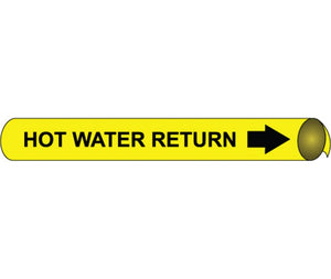 PIPEMARKER STRAP-ON, HOT WATER RETURN B/Y, FITS 8"-10" PIPE