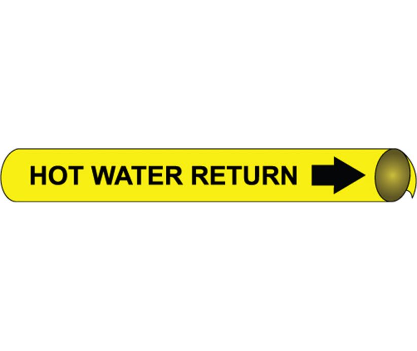 PIPEMARKER STRAP-ON, HOT WATER RETURN B/Y, FITS 8