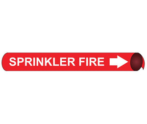PIPEMARKER STRAP-ON, SPRINKLER FIRE W/R, FITS 8"-10" PIPE