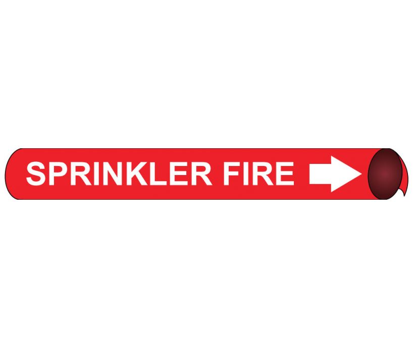 PIPEMARKER STRAP-ON, SPRINKLER FIRE W/R, FITS 8
