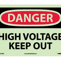 DANGER, HIGH VOLTAGE KEEP OUT, 10X14, RIGID PLASTICGLOW