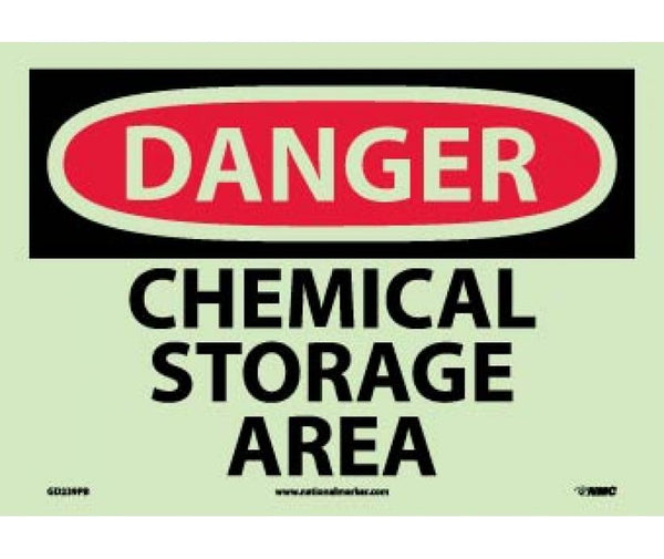 Danger Chemical Storage Area - 10x14 - Glow Plastic