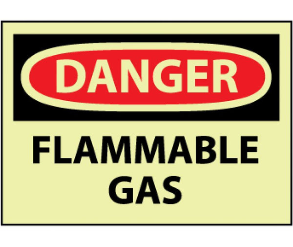 DANGER, FLAMMABLE GAS, 10X14, PS VINYLGLOW