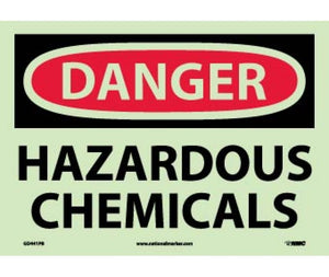 DANGER, HAZARDOUS CHEMICALS, 10X14, RIGID PLASTICGLOW