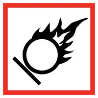 GHS LABEL, FLAME OVER CIRCLE, 2X2, PS VINYL, PAK5