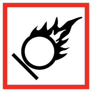 GHS LABEL, FLAME OVER CIRCLE, 2X2, PS VINYL, PAK5