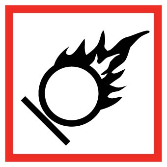 GHS LABEL, FLAME OVER CIRCLE, 2X2, PS VINYL, PAK5