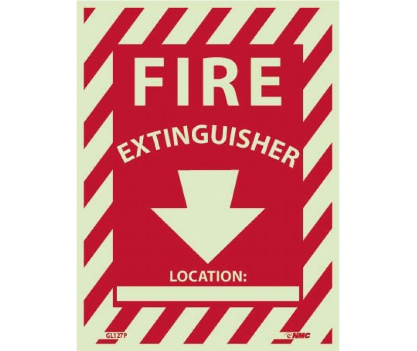 FIRE, FIRE EXTINGUISHER LOCATION: ____, 12X9, RIGID PLASTICGLOW