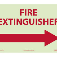FIRE, FIRE EXTINGUISHER, RIGHT ARROW, 10X14, RIGID PLASTICGLOW
