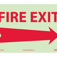 FIRE, FIRE EXIT, RIGHT ARROW, 10X14, RIGID PLASTICGLOW