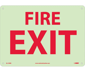 FIRE, FIRE EXIT, 10X14, RIGID PLASTICGLOW