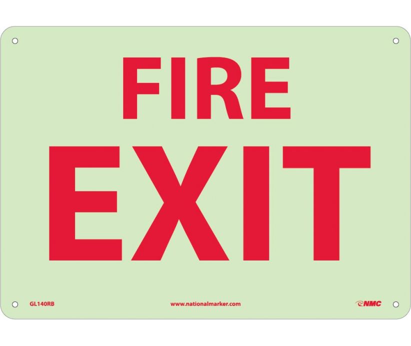 FIRE, FIRE EXIT, 10X14, RIGID PLASTICGLOW