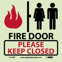 FIRE, FIRE DOOR PLEASE KEEP CLOSED, 7X7, PS VINYLGLOW
