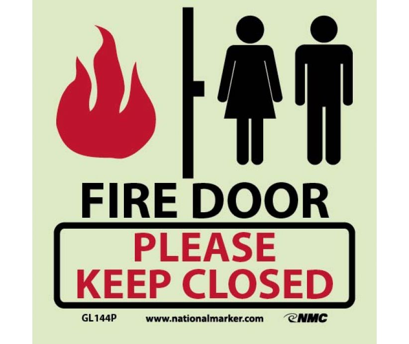FIRE, FIRE DOOR PLEASE KEEP CLOSED, 7X7, PS VINYLGLOW