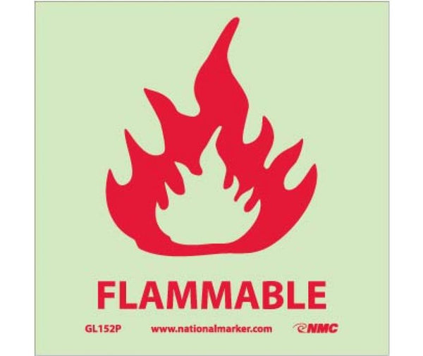 FIRE, FLAMMABLE, 7X7, RIGID PLASTICGLOW