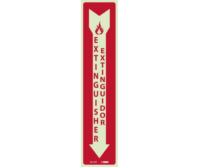 FIRE, FIRE EXTINGUISHER BILINGUAL, 18X4, PS VINYLGLOW
