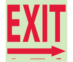 EXIT (WITH RIGHT ARROW), 10X14, PS GLOW