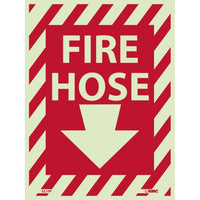 FIRE HOSE (WITH DOWN ARROW), 12X9, GLOW RIGID
