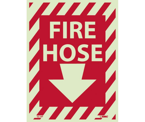 FIRE HOSE (WITH DOWN ARROW), 12X9, PS GLOW