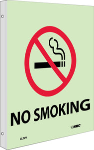 FIRE, NO SMOKING, 10X8, PLASTIC FLANGEDGLOW
