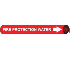 PIPEMARKER STRAP-ON, FIRE PROTECTION WATER W/R, FITS OVER 10" PIPE