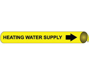 PIPEMARKER STRAP-ON, HEATING WATER SUPPLY B/Y, FITS OVER 10" PIPE