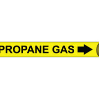 PIPEMARKER STRAP-ON, PROPANE GAS B/Y, FITS OVER 10" PIPE