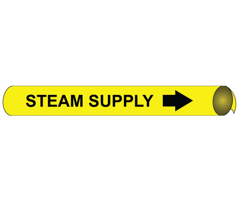 PIPEMARKER STRAP-ON, STEAM SUPPLY B/Y, FITS OVER 10