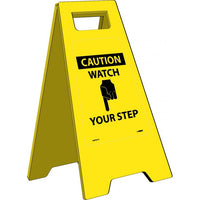 HEAVY DUTY FLOOR SIGN, CAUTION WATCH YOUR STEP, 24.63X10.75