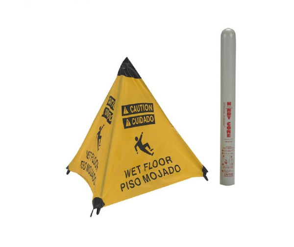 HANDY CONE FLOOR SIGN, CAUTION WET FLOOR, BILINGUAL, 18 INCH