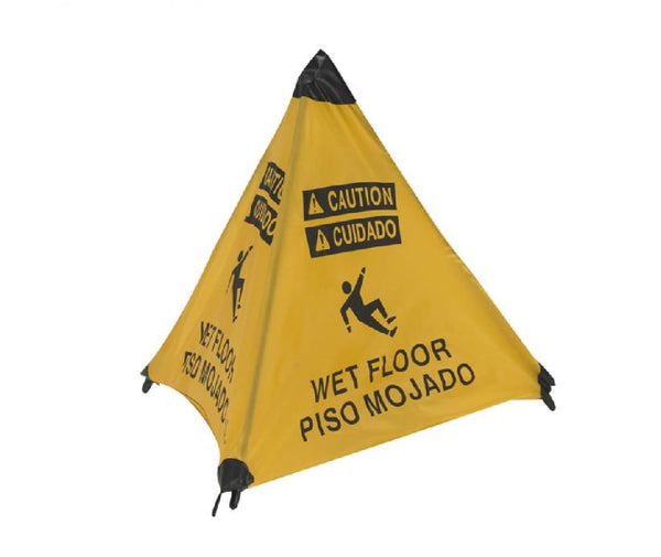 HANDY CONE FLOOR SIGN,CAUTION WET FLOOR (BILINGUAL), 31 INCH