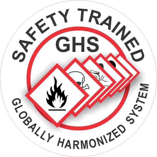 Safety Trained GHS Globally Harmonized System Helmet Markers
