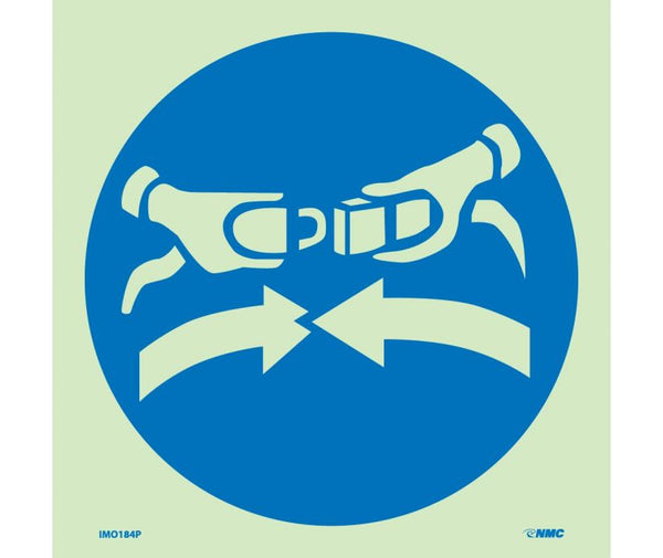IMO, SYMBOL, FASTEN SEAT BELTS, 6X6, GLOW VINYL LAMINATED