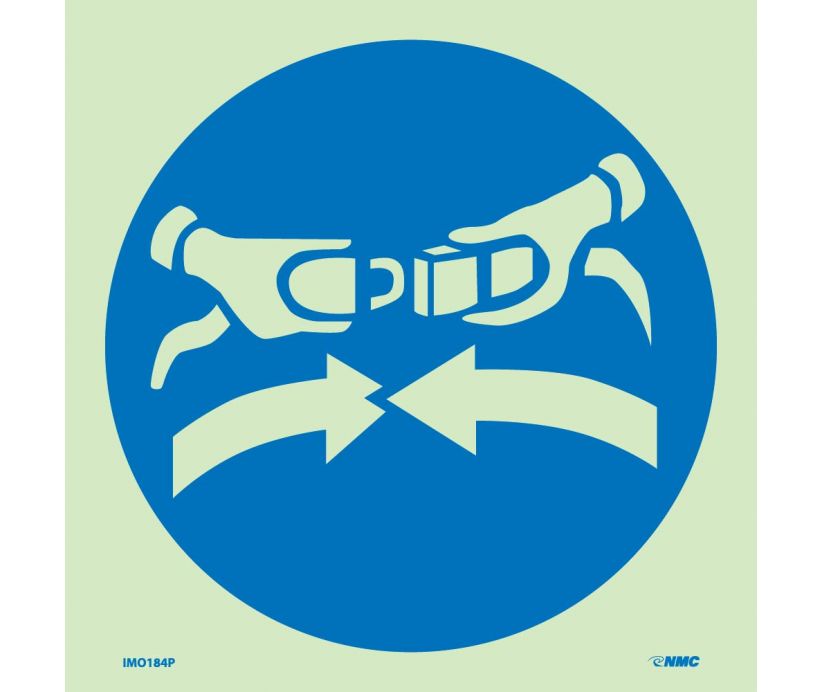 IMO, SYMBOL, FASTEN SEAT BELTS, 6X6, GLOW VINYL LAMINATED