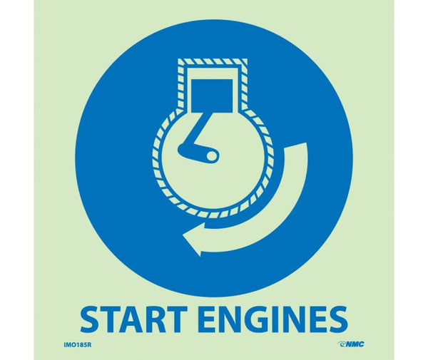 IMO, SYMBOL, START ENGINE, 6X6, GLOW RIGID LAMINATED