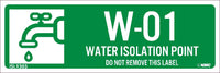 Water Isolation Point Labels Sequential Numbering 1-10
