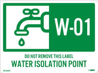 Water Isolation Point Labels Sequential Numbering 1-10
