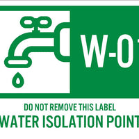 Water Isolation Point Labels Sequential Numbering 1-10