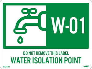 Water Isolation Point Labels Sequential Numbering 1-10