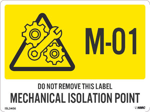 Mechanical Isolation Point Labels Sequential Numbering 1-10