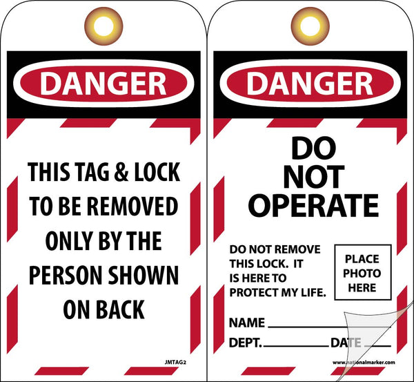 TAGS, DANGER DO NOT OPERATE, 7 3/8X4, CARDSTOCK  SELF LAMINATING   PACK OF 10 W/ GROMMETS
