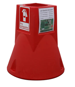 JOBSITE CADDY BASE STATION ONLY, 29" x 26" DIAMETER, 13 LBS, 11" DEEP WELL FOR 5/10/20 LB FIRE EXTINGUISHER, RED