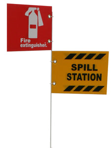 JSC 5' POLE ONLY W/ 10" X 7" ALUM. FIRE EXTINGUISHER AND SPILL KIT SIGNS