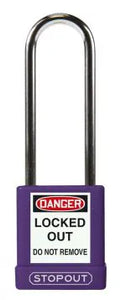 STOPOUT Plastic Body Padlock, Shackle Clearance 3", Keyed Differently, Purple