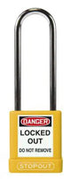 STOPOUT Plastic Body Padlock, Shackle Clearance 3", Keyed Differently, Yellow