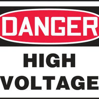 Safety Label, DANGER HIGH VOLTAGE, 3.5" x 5", Adhesive Vinyl, 5/PK