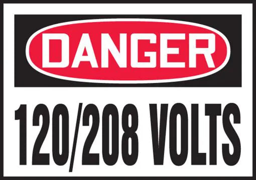 Safety Label, DANGER 120/208 VOLTS, 3.5