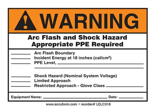 Arc Flash Label, WARNING ARC FLASH AND SHOCK HAZARD APPROPRIATE PPE REQUIRED, 3.5