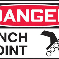 Safety Label, DANGER PINCH POINT (Graphic), 1.5 x 3", Adhesive Vinyl, 10/PK